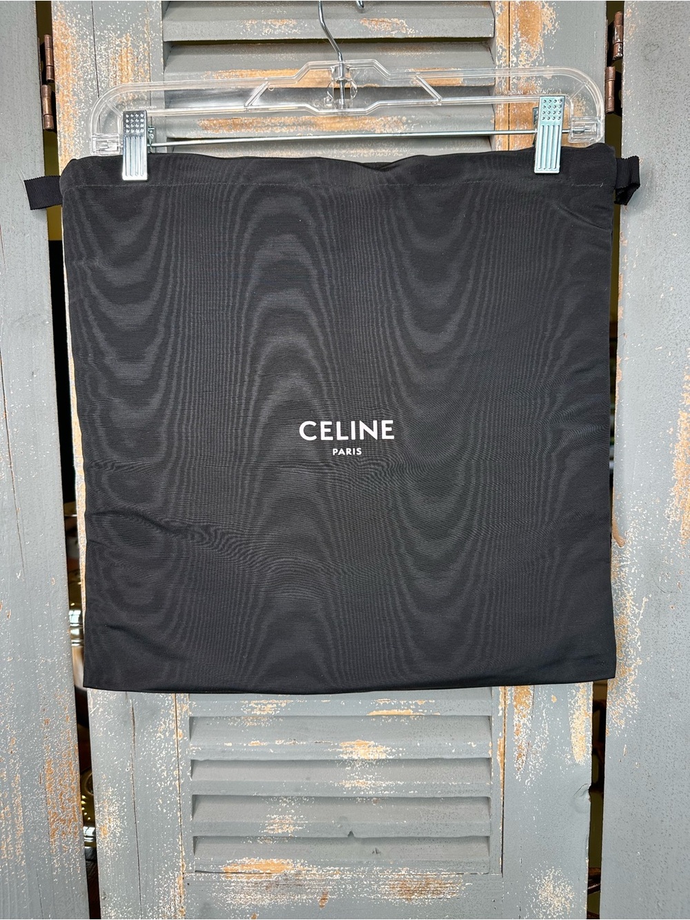 Celine Paris Moire Drawstring Bag Black